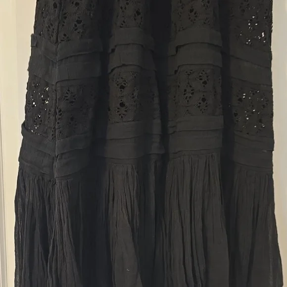 Free People One Adella Slip Dress Black Lace Mini XS Boho Festival Ruffle Hem - Picture 10 of 15